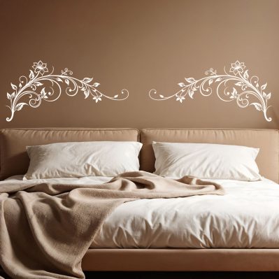 Adesivi testata letto floreale bianchi per decorazione parete camera da letto sopra il letto