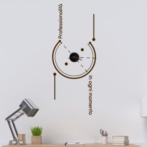 Orologio da parete ufficio moderno marrone con adesivi murali geometrici