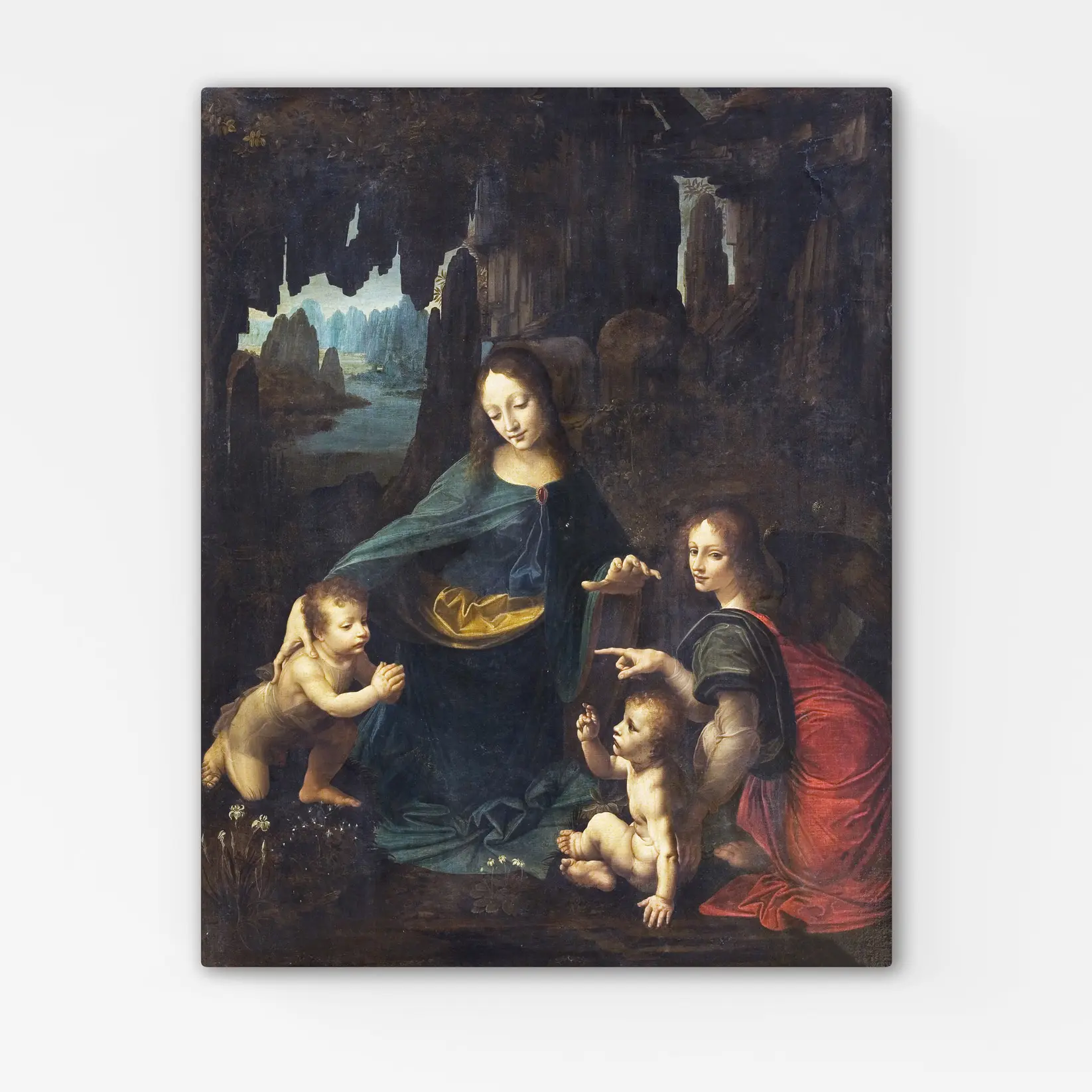 Quadro Vergine delle Rocce Leonardo da Vinci su tela 40x50 cm.